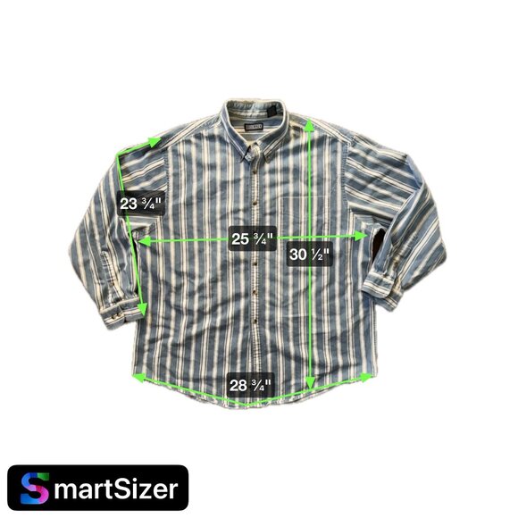 Lands End‎ Brush Popper Shirt Mens XL Striped Long Sleeve Cotton Thick Workwear - Picture 2 of 7